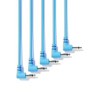 ExcelValley - 5-Pack - Cavi Modulari Mono Patch ad Angolo Retto - 3,5mm 1/8" Eurorack Sintetizzatore [Blu - 150 cm - 59"]