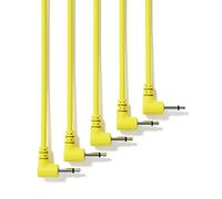 ExcelValley - 5-Pack - Cavi Modulari Mono Patch ad Angolo Retto - 3,5mm 1/8" Eurorack Sintetizzatore [Giallo - 150 cm - 59"]