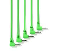 ExcelValley - 5-Pack - Cavi Modulari Mono Patch ad Angolo Retto - 3,5mm 1/8" Eurorack Sintetizzatore [Verde - 150 cm - 59"]