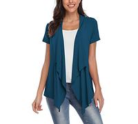 EXCHIC Abiti Manica Corta a Maniche Corte con Bordo Anteriore Aperto da Donna (M, Buio Teal)