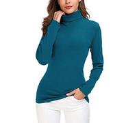 EXCHIC Donna Casuala Solido Manica Lunga Adatto Maglione Dolcevita Elastico Felpa Pullover (XL, Blu Indaco)
