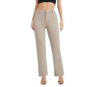 EXCHIC Donne Business Gamba Dritta Elastico Vita Lavoro Pantaloni Casual Comodo Bootcut Pantaloni con Tasche