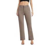 EXCHIC Donne Business Gamba Dritta Elastico Vita Lavoro Pantaloni Casual Comodo Bootcut Pantaloni con Tasche