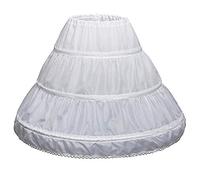 EXCLEN Sottogonna a 3 cerchi per bambine e bambine, con bordo in crinolina e pizzo, vita regolabile, per bambini dai 4 ai 6 anni, colore: bianco, bianco, 110 cm