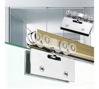 EXCLURA Binario per Porta Scorrevole Binario per Porta Scorrevole in Vetro Senza Telaio, Kit di Ferramenta per Porta a Scomparsa con Montaggio Superiore(Champagne,150cm (4.9ft))