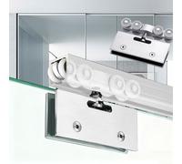 EXCLURA Binario per Porta Scorrevole Binario per Porta Scorrevole in Vetro Senza Telaio, Kit di Ferramenta per Porta a Scomparsa con Montaggio Superiore(Silver,180cm (5.9ft))