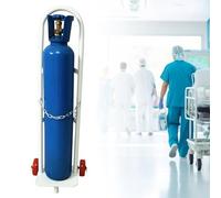 EXCLURA Supporto per Bombola di Ossigeno Supporto per Bombola di Ossigeno Singola con Ruote, Carrello per Bombola di Ossigeno Portatile, Carrello per Bombola di O2 per Ospedale(White,H-95cm(37 3/8"))