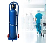 EXCLURA Supporto per Bombola di Ossigeno Supporto per Bombola di Ossigeno Singola con Ruote, Carrello per Bombola di Ossigeno Portatile, Carrello per Bombola di O2 per Ospedale(Blue,H-95cm(37 3/8"))