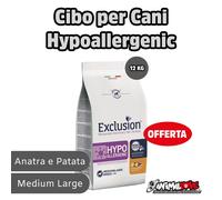 EXCLUSION DIET MEDIUM/LARGE HYPOALLERGENIC ANATRA & PATATE 12 KG.
