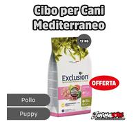 EXCLUSION Cibo per Cani MEDITERRANEO PUPPY Pollo MEDIUM BREED 12KG