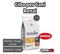 EXCLUSION RENAL 12 KG PER CANI ADULTI MEDIUM LARGE BREED - MAIALE SORGO E RISO