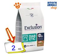 Exclusion Dog Diabetic Adult Small Breed Maiale, Sorgo e Piselli Cani 2 Kg