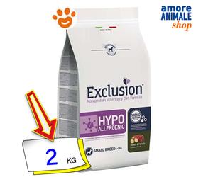 Exclusion Dog Hypoallergenic Adult Small Breeds Cavallo e Patate Cani 2 Kg
