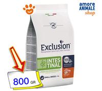 Exclusion Dog Intestinal Adult Small Breed Maiale e Riso Cani 800 Gr/2/7 Kg