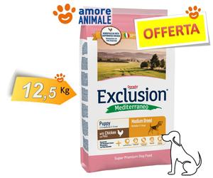 Exclusion Dog Mediterraneo Puppy & Junior Medium Breed con Pollo 12,5 kg - Cani