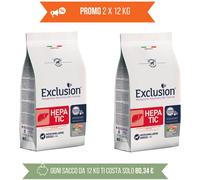 Exclusion PROMO 2 x 12 Kg Diet Hepatic Medium Large Maiale Riso e Piselli per Cani (€ 80,34 A SACCO)