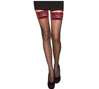 Exclusive designer Fiore notturna Calze da donna autoreggenti, disponibile in: Rosso, Bianco e Nero Nero nero