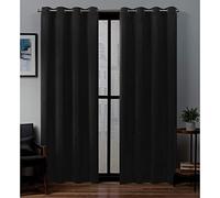 Exclusive Home Curtains Coppia di pannelli oscuranti in rasatello, con occhielli superiori, colore nero, 52 x 84 cm, 2 pezzi