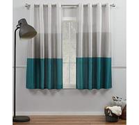 Exclusive Home Curtains Coppia di tende a pannello a righe in finta seta con occhielli, 100% poliestere, color foglia di tè, 137 x 160 cm