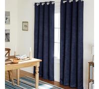 Exclusive Home Curtains Oxford Coppia di Tende per Finestra con Occhielli, Tessuto, Marina Militare, W 52" x L 84" (2 Panels), 2 unità