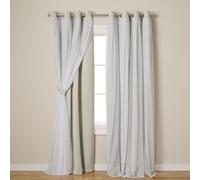 Exclusive Home Curtains Town & Country Luxe Catarina-Coppia di Tende oscuranti e velate a Strati, con Occhielli, Poliestere, Grigio Nuvola, W 52" x L 108" (2 Panels), 2 unità