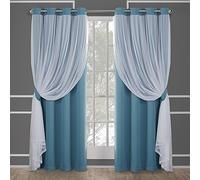 Exclusive Home Curtains Town & Country Luxe Catarina-Coppia di Tende oscuranti e velate a Strati con Occhielli Superiori, Poliestere, Turchese, 108 x 52 x 0.2 cm, 2 unità
