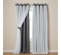 Exclusive Home Curtains Town & Country Luxe Catarina-Coppia di Tende oscuranti e velate a Strati, con Occhielli, Poliestere, Perla Nera, 108 x 52 x 0.2 cm, 2 unità