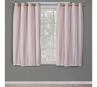 Exclusive Home Curtains Town & Country Luxe Catarina Coppia di Tende oscuranti e velate con Occhielli Superiori, Poliestere, Rosa Blush, 52x63, 2 unità