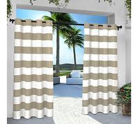Exclusive Home GT EH8001-05 2-84G Cabana Stripe Grommet Top Window Curtain Panel, Poliestere, Tortora, W 54" x L 84" (2 Panels), 2 unità