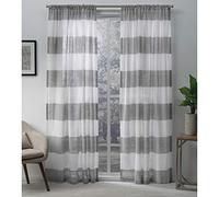 Exclusive Home Tende Darma velate con Tasca Superiore per Asta, 2 Pezzi, Colore: Nero Perla, 50 x 84 cm