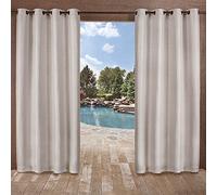 Exclusive Home Tende Delano Indoor/Outdoor Heavy Textured Grommet Top Window Curtain Panel Pair, Argento, 54 x 84