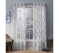 Exclusive Home Tende Essex Burnout Sheer Grommet Top Window Curtain Panel Pair Invernale, Bianco, 52 x 108