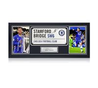 Exclusive Memorabilia Cartello Stradale di Chelsea, Firmato da Eden Hazard. Incorniciato.
