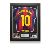 Exclusive Memorabilia Maglia del Barcellona 10 autografata da Lamine Yamal. Incorniciata.