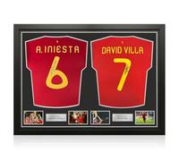 Exclusive Memorabilia Maglie della Spagna autografate da Andres Iniesta e David Villa. Incorniciate.