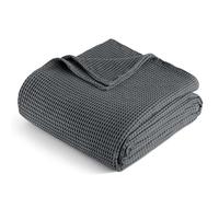 Exclusivo Mezcla Coperta in Puro Cotone 100%, Coperta Trama Waffle come Copriletto, Morbida Leggera e Traspirante, Copripiumino per Divano e Letto, Tutte le Stagioni, 150x200 CM, Grigio Scuro