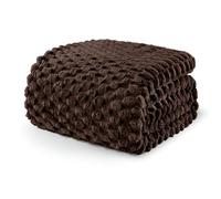 Exclusivo Mezcla Coperta Plaid Pile di Flanella per Divano, 150x200 CM Coperta Letto Singolo Matrimoniale con Elegante Jacquard, Morbida e Calda, Marrone