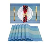 EXCOVIP Set di 6 Tovagliette azzurre, Sottobicchieri in vinile resistenti al calore e alle macchie, lavabili e pulibili per la decorazione del tavolo da pranzo e cucina 4832