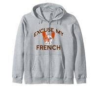 Excuse My Francese Bulldog Frenchie Cane Razza Pelliccia Mamma Meme Felpa con Cappuccio