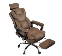 Executive Office Chair, Ergonomic Reclining High Back Leather Seats With Footrest And Lumbar Support, High Back Executive Chair With Linkage Armrests, For Home,Office(Brown)