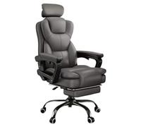 Executive Office Chair, Ergonomic Reclining High Back Leather Seats With Footrest And Lumbar Support, High Back Executive Chair With Linkage Armrests, For Home,Office(Gray)