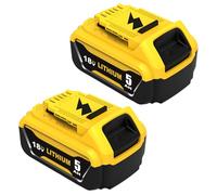 Exemoro 2 x 18 V 5,0 Ah DCB184 Batteria per Dewalt Batteria 18 V 5,0 Ah DCB184 DCB180 DCB181 DCB182 DCB200 DCB201 DCB201-2 DCB200-2 DCB204-2 Compatibile con gli elettroutensili (nero)