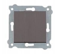 EXEN - Incasso Interruttore da Parete - Triplo Interruttore Luce da Muro On/Off - Mocha 3-Vie - All-in-One Compatibile con le Serie KARELL/ODAK/COMFORT - 213/15E