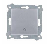 EXEN - Incasso Pulsante della Luce da Muro 1-Via, Argento - Simbolo della Luce - All-in-One Compatibile con le Serie KARELL/ODAK/COMFORT - 205/10E