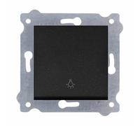 EXEN - Incasso Pulsante della Luce de Muro 1-Via, Nero Metallizzato - Simbolo della Luce - All-in-One Compatibile con le Serie KARELL/ODAK/COMFORT - 205/14E