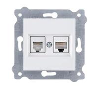 EXEN - Presa da Incasso Combinata RJ45 Cat.6 + RJ11 Bianco - 1 Porta Rete e 1 Porta Telefonica - Ideale per Rete Ethernet All-in-One Compatibile con le Serie KARELL/ODAK/COMFORT - 256/01E