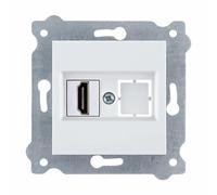 EXEN - Presa HDMI a Muro da Incasso Bianco - 1x Porta HDMI - Ideale per Ufficio, Casa - All-in-One Compatibile con le Serie KARELL/ODAK/COMFORT - 269/01E
