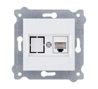 EXEN - Presa Rete da Incasso Bianco Cat.6-1 Porta RJ45 - Ideale per Connessione Internet Casa, Ufficio - All-in-One Compatibile con le Serie KARELL/ODAK/COMFORT - 253/01E