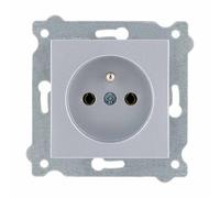 EXEN - Presa Singola da Incasso con Messa a Terra Tipo E 2P+E 16A 250V - Argento Presa a Muro Sicura e Affidabile - All-in-One Compatibile con le Serie KARELL/ODAK/COMFORT - 241/10E
