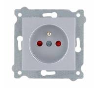 EXEN - Singola Presa con Messa a Terra Tipo E 2P+E 16A 250V e Protezione Anticontatt - Argento Presa a Muro Sicura e Affidabile - All-in-One Compatibile con le Serie KARELL/ODAK/COMFORT - 242/10E